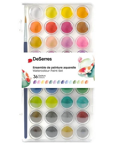 Ens. aquarelle - 36 coul.