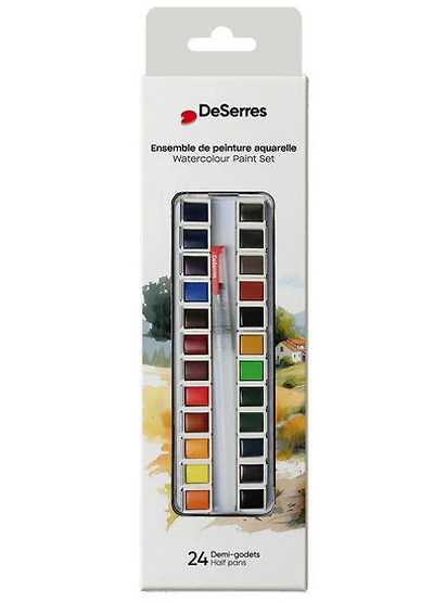 Ens. aquarelle - 24 demi-godets