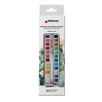 Ens. aquarelle pailletée - 24 demi-godets en bloc