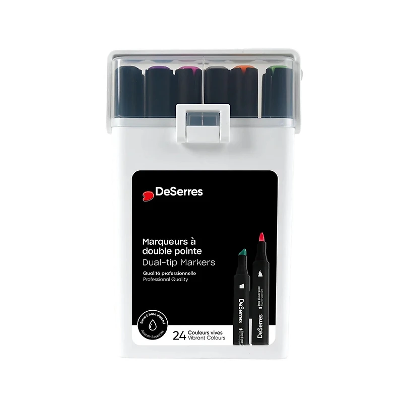 Set of 24 Dual-Tip Alcohol Markers – Plastic Case