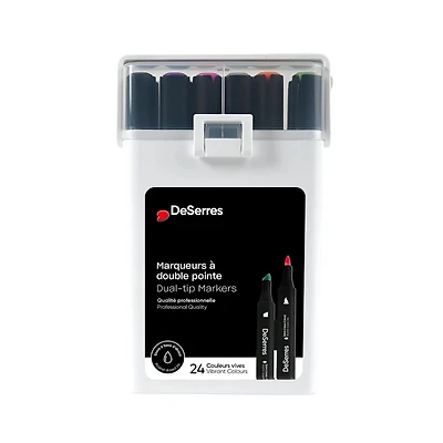 Set of 24 Dual-Tip Alcohol Markers – Plastic Case