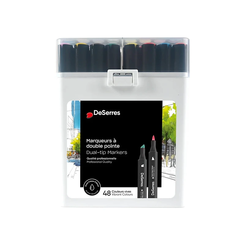 Set of 48 Dual-Tip Alcohol Markers – Plastic Case