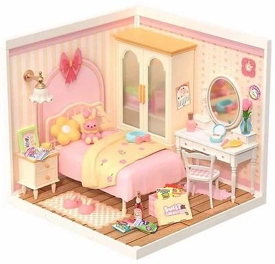 Mini maison à bricoler - Jolie chambre rose