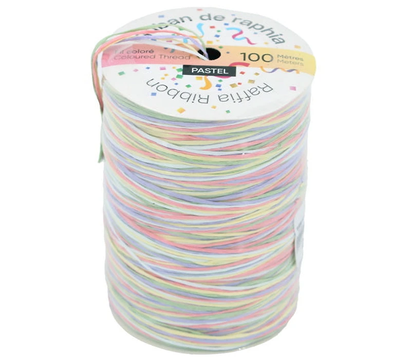 Ruban raphia 100m - Pastel