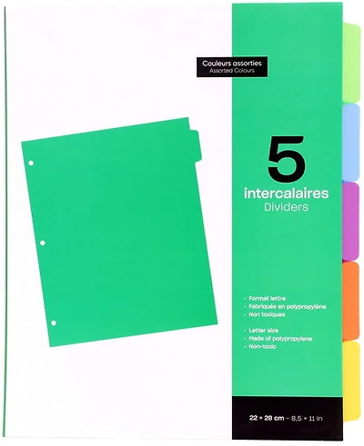 Séparateur onglets 5 couleurs