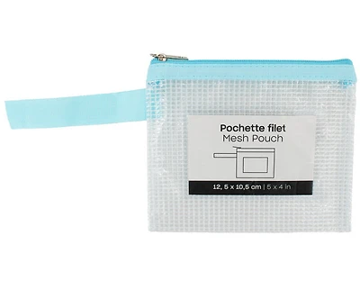 Mesh Zipper Pouch Envelope - Blue
