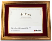 Cadre diplôme brun doré