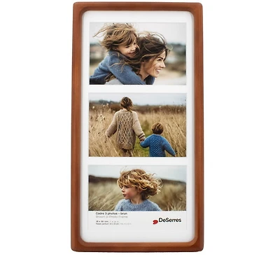 Cadre 3 photos coins arrondis naturel - 3.5x5.5po