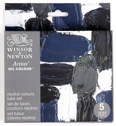 Ens. 5 tubes de peinture à l'huile - couleurs neutres