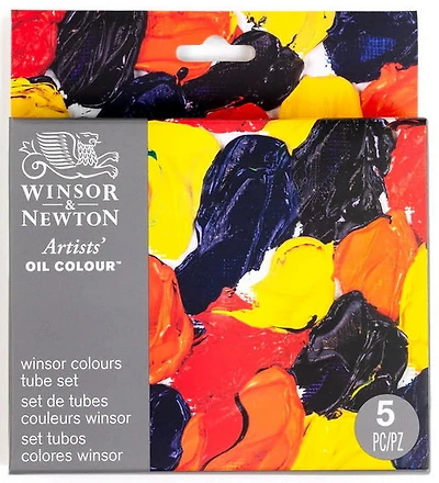 Ens. 5 tubes de peinture à l'huile - couleurs Winsor