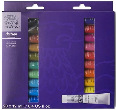 Ens. 20 tubes de peinture à l'huile diluables à l'eau