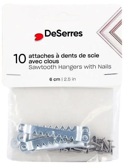 Pack of 10 Sawtooth Hangers with screws 2.5"