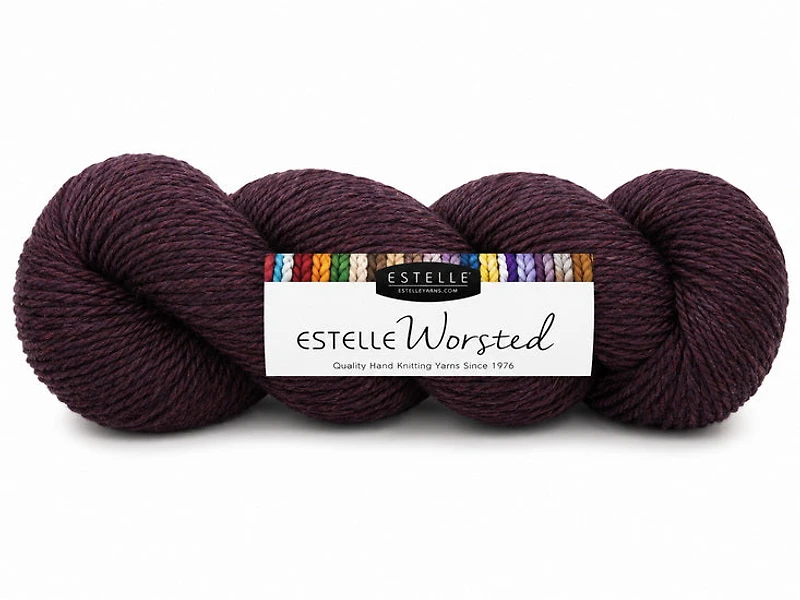 Fil worsted 40% laine #4 100g aubergine chiné