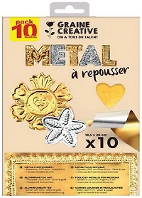 10 feuilles de métal à repousser or argent 185x290mm