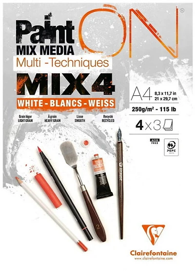 Glued Pad Paint'On Assorted Colors Mix 4 250g A4