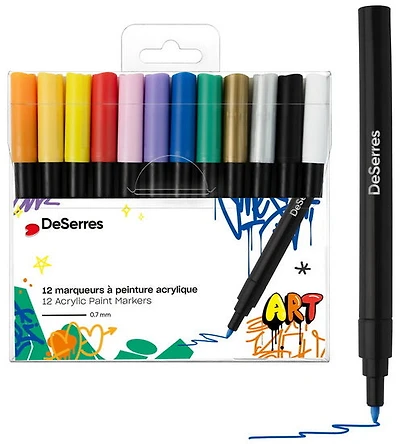 Ens. 12 marqueurs acryliques valve 0,7mm