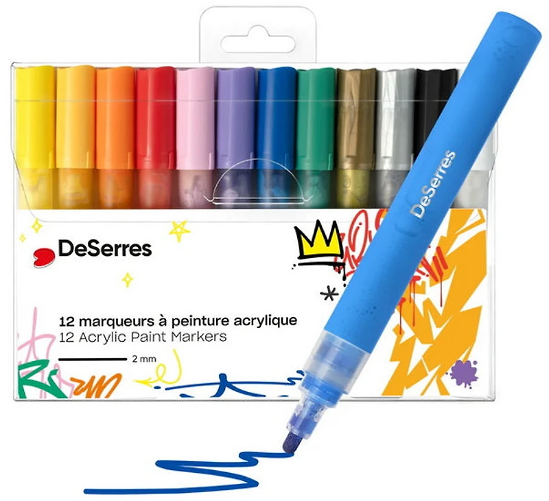 Ens. 12 marqueurs acryliques valve 2mm