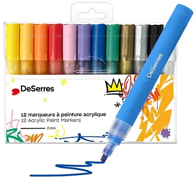 Ens. 12 marqueurs acryliques valve 2mm