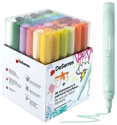 Ens. 36 marqueurs acryliques valve 2mm