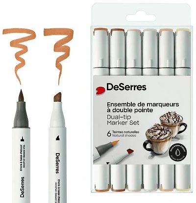 Ens. 6 marqueurs alcool double pointe teintes naturelles