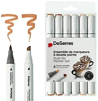 Ens. 6 marqueurs alcool double pointe teintes naturelles