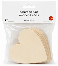 Set of 12 Wooden Shape Heart -  8cm