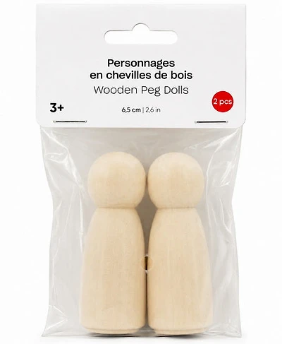 Set of 2 Pegdoll Wood - 6.5cm