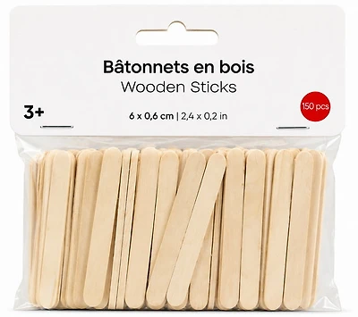 Set of 150 Mini Wood Sticks - 6x0.6cm