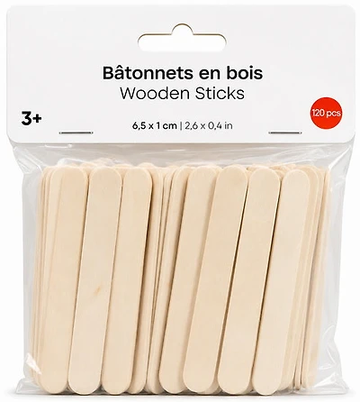 Set of 120 Mini Wood Sticks - 6.5x1cm