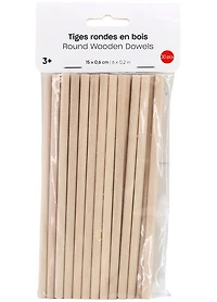 Set of 30 Roundwood Sticks - 15x0.6cm