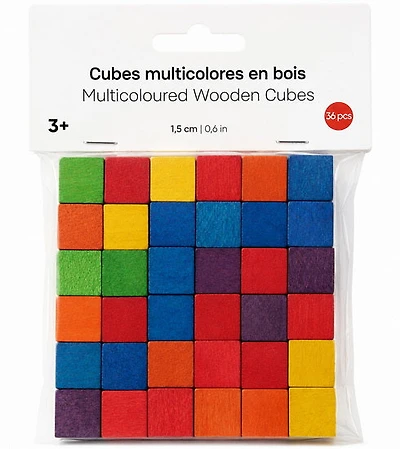 Set of Wood Cubes Multicolored - 1.5cm