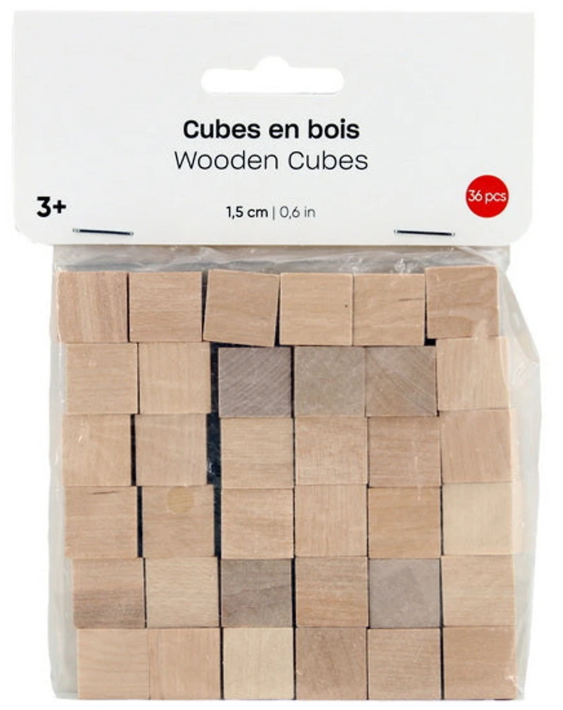 Set of 36 Wood Cubes - 0.15cm