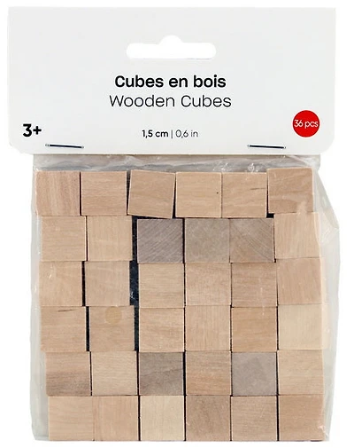 Set of 36  Wood Cubes - 0.15cm
