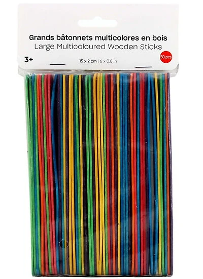 Set of 50 Jumbo Sticks Multicolored - 15x2cm