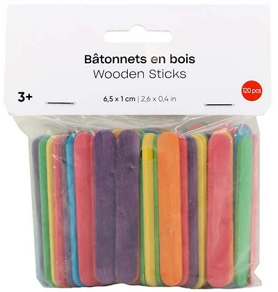 Set of 120 Mini Wood Sticks - 6.5x1cm