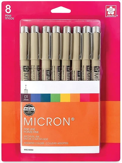 Set of 8 pens Pigma Micron assorted colours