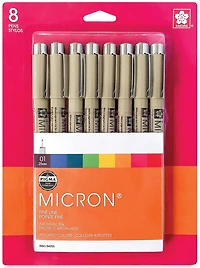 Set of 8 pens Pigma Micron assorted colours