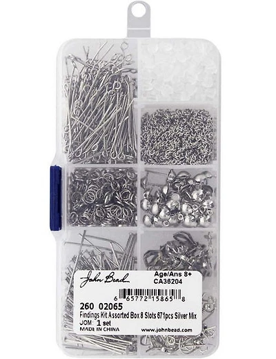 Ens. d'accessoires pour bijoux argenté 671pcs