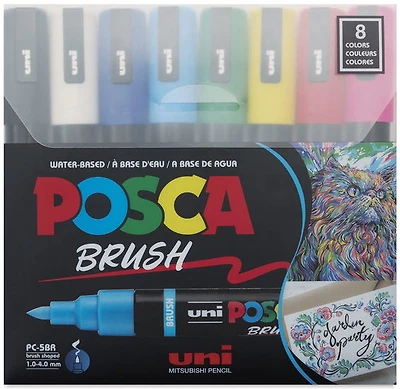 Set of 8 brush paint markers