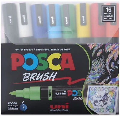 Set of 16 brush paint markers