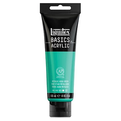 Peinture acrylique Basics métallique vert d'eau 118ml