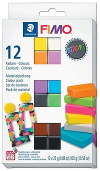 Ens. 12 pâtes à modeler Fimo soft néon