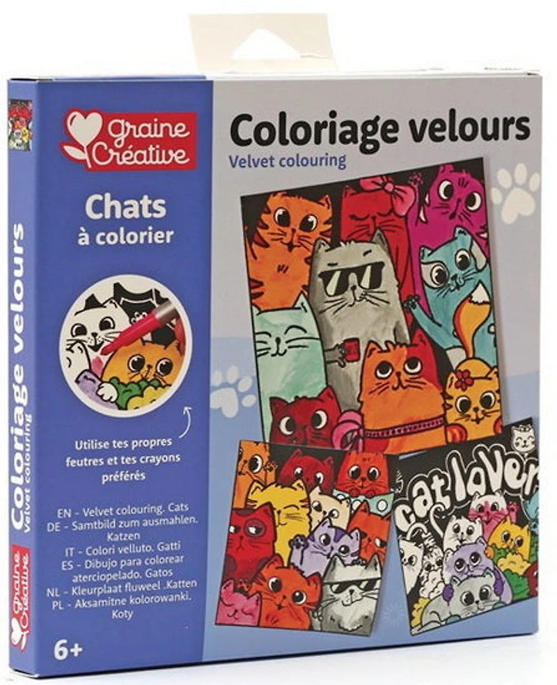 4 Velvet Coloring Cards Cats