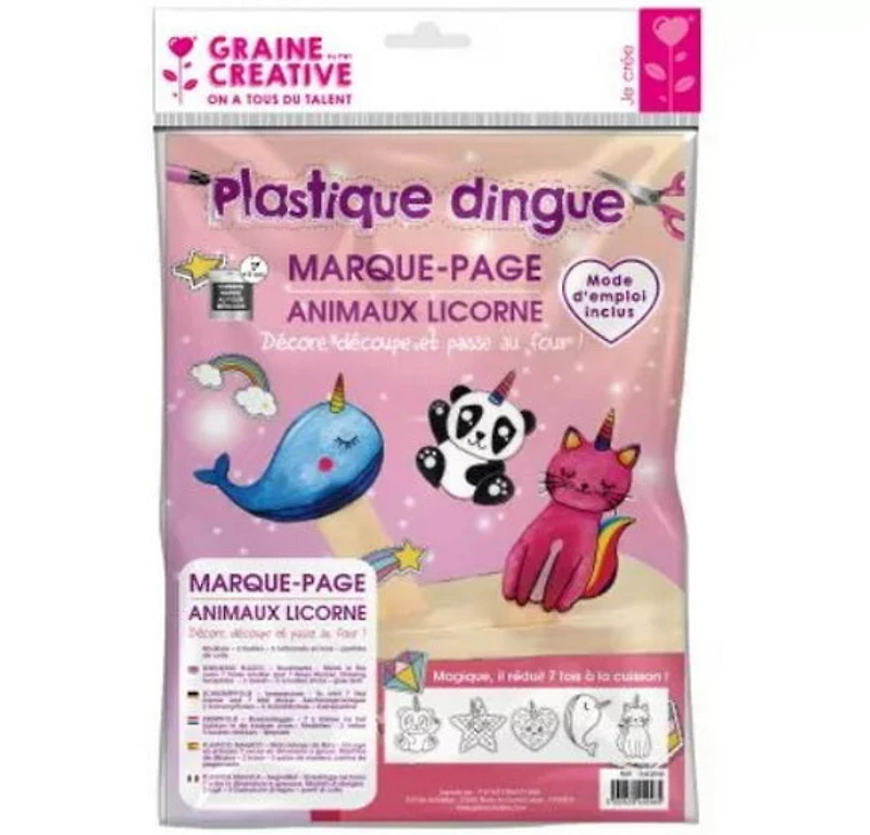 Shrinking Plastic 5 Animals Unicorn Bookmarks