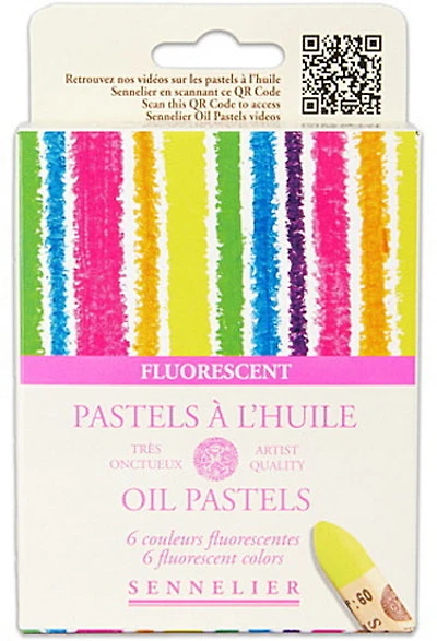 Ens. pastels à l'huile fluorescents - 6 pcs