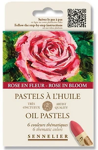 Ens. pastels à l'huile rose en fleur - 6 pcs
