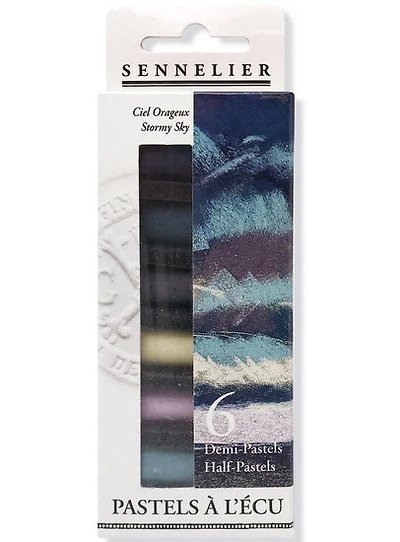 Ens. demi-pastels à l'écu ciel orageux - 6pcs