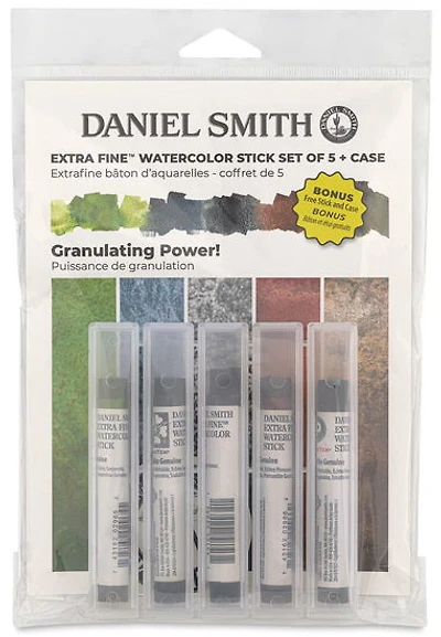 Set of watercolour paint stick granulating power - 5pcs