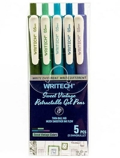 Set of Gel Pen Retractable Vintage Pastel 5pcs