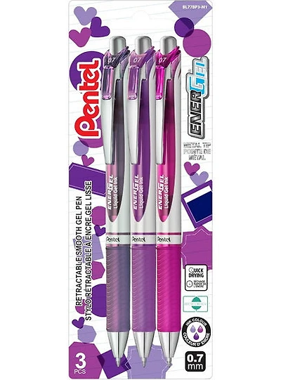 Set of Retractable Gel Roller Energel Passion Colours 3pcs